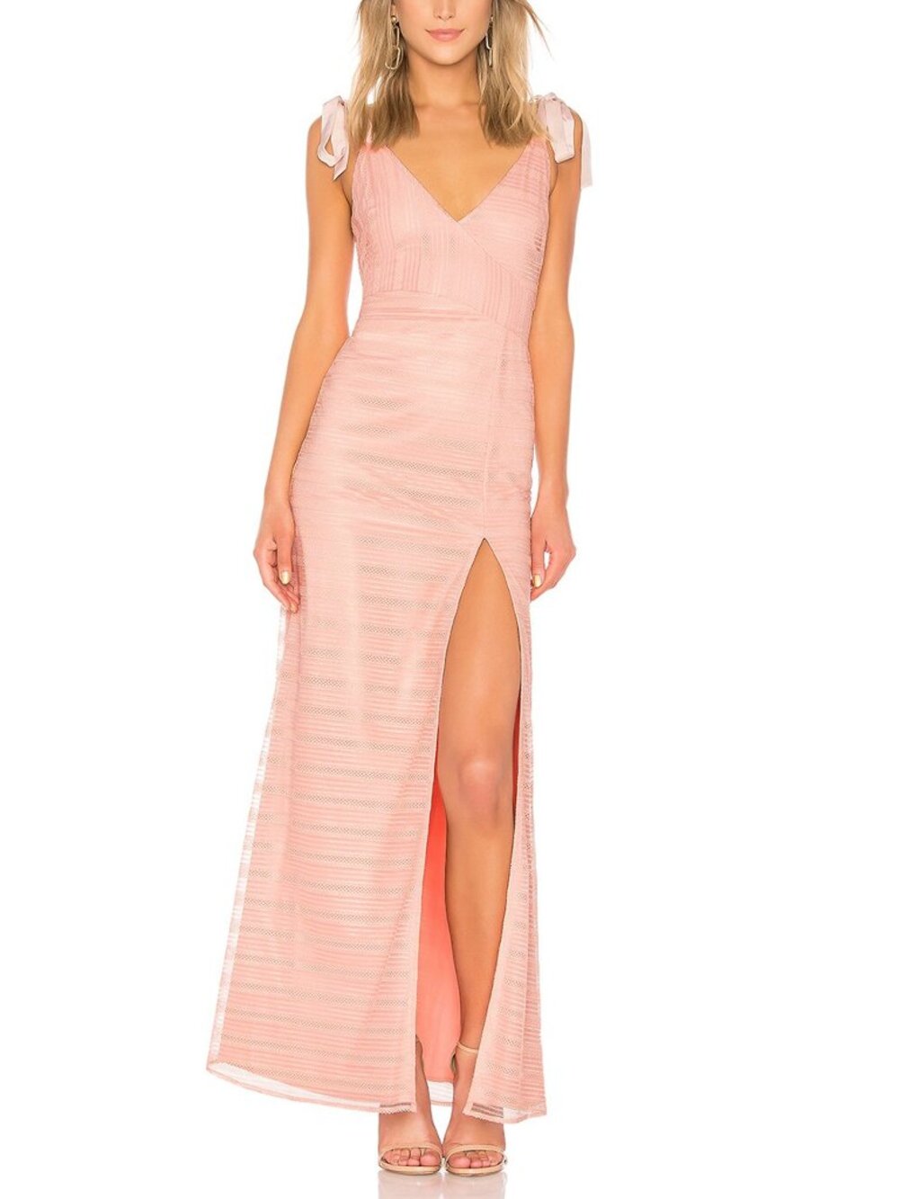 Lovers + Friends Light Pink Lace Tie Strap Maxi Dress Size XS